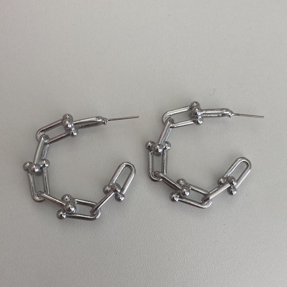 Sterling silver 925 Earrings U shape HardWare Hoops